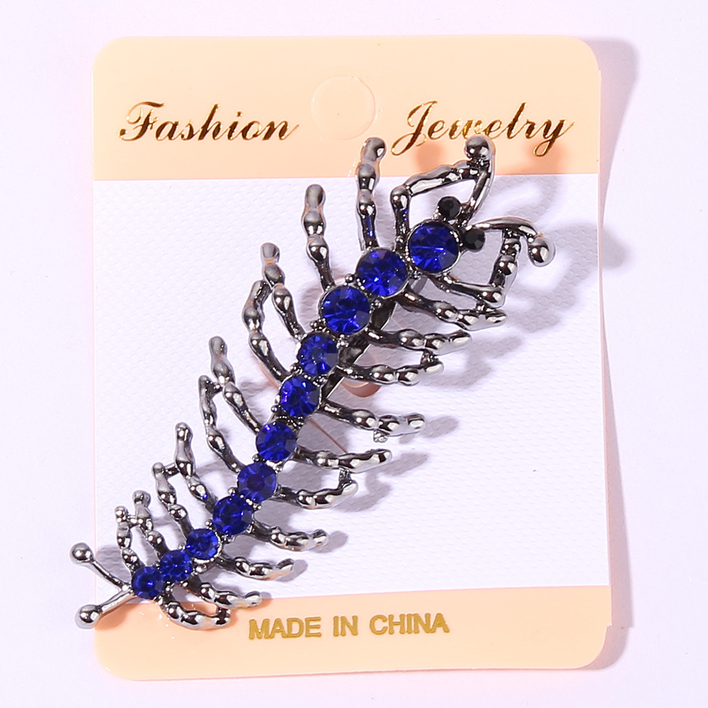 W844 European and American Dark Diamond Centipede Brooch Personalized Cardigan Suit Shawl Pin High-end Clothes Women's Corsage