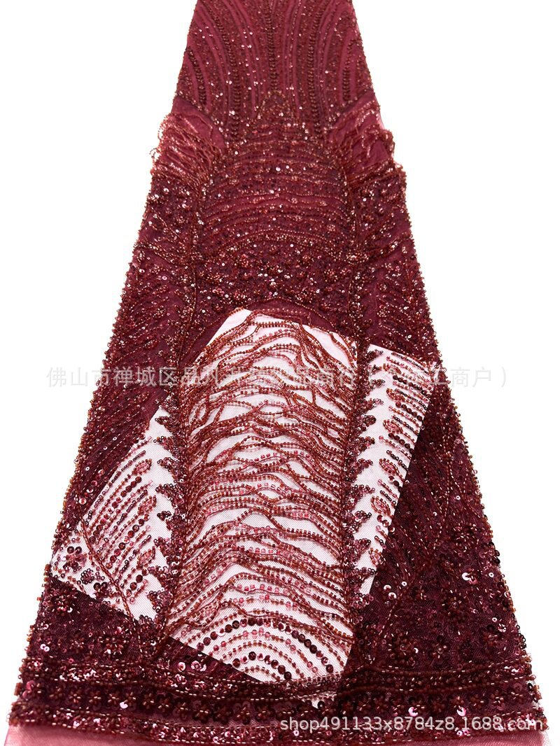 Fabricante pesado flange cuentas de tela de moda diseño europeo y americano vestido de cena vestido de tela
