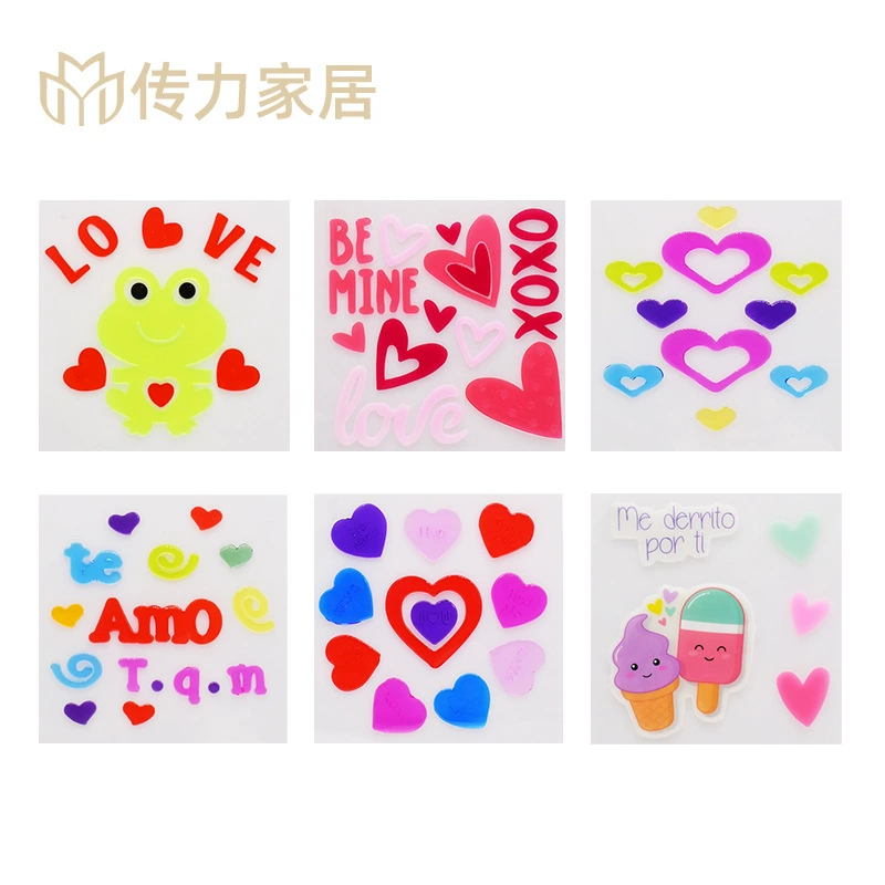 День Святого Валентина орнамент желе Наклейка резиновая наклейка бесшовный мягкий клей оконное стекло наклейка на холодильник декоративная наклейка
