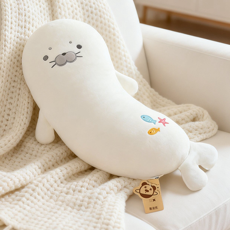 Verano helado delfín almohada de rayas largas marionetas pescado muñecas niños dormir en la cama almohada regalar piernas almohada novia