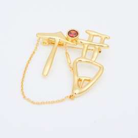 翠天晶 铜镀金 原创甲骨文开福也胸针时尚百搭 高端系列 小红书