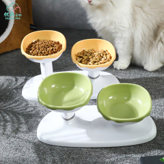 調節可能なクリーム節高組み合わせボウル新型給餌水ペットボウルプラスチック猫食盤ペット用品