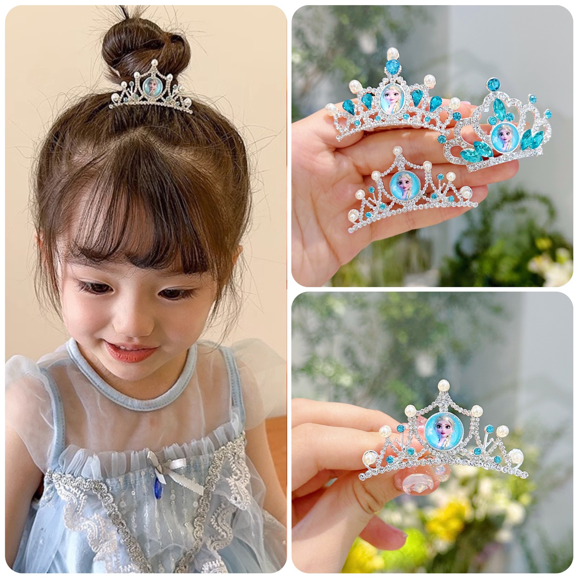 Children's Hair Comb Aisha Princess Rhinestone Comb Exquisite Frozen Little Girl's Hair Card Not Harming Children's Hair Accessories