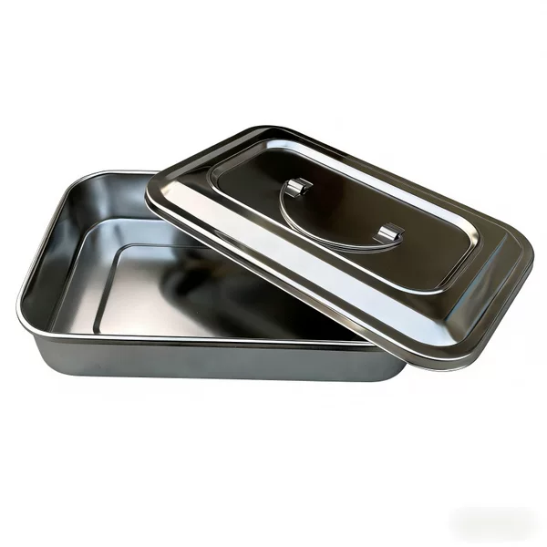 304 Stainless Steel Sterilization Box with Lid, Square Tray with Lid, Sterilization Tray, Surgical Tray, Instrument Tray, Sterilization Tray