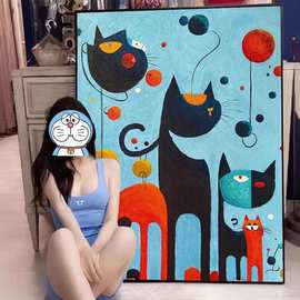 胡安米罗装饰画猫咪抽象艺术潮流潮牌挂画涂鸦Joan Miró卧室壁画