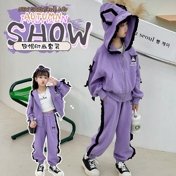 库洛米衣服女童秋装套装2025新款洋气中大童春秋款儿童休闲两件套