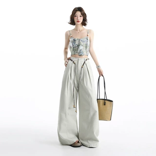 26 trend｜老钱复古立裁设计感打褶休闲裤新款宽松阔腿裤女依春