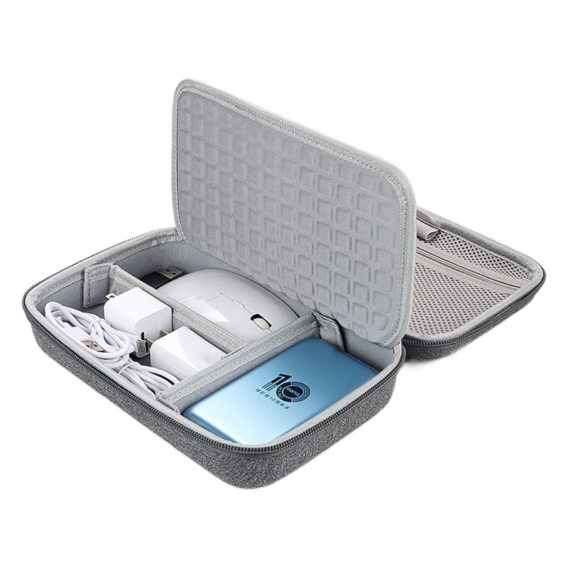 Double layer mobile hard disk storage bag data cable U disk charging treasure digital storage box EVA hard shell shockproof anti-drop