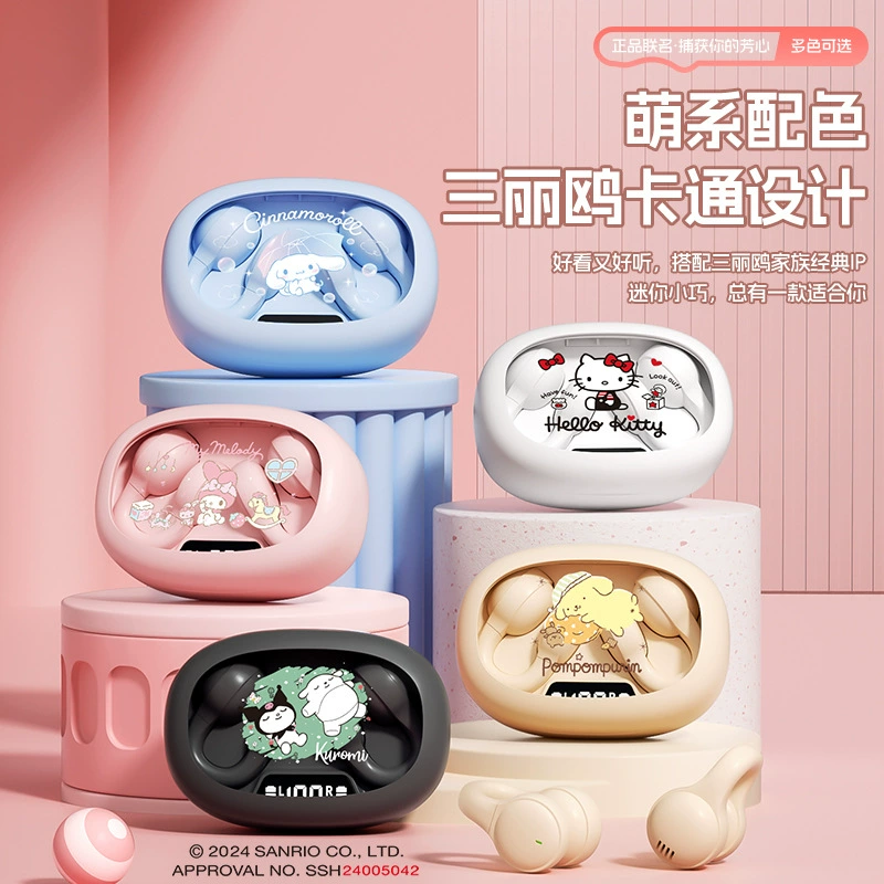 Беспроводные наушники Sanrio X53, Bluetooth, удлинённые ушные зажимы, персонажи Sanrio
