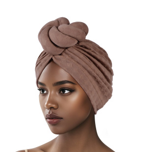New Solid Color Ethnic Bag Head Cap Stereo Twist Ball Head Cap India Cap Amazon Cross Border Hat