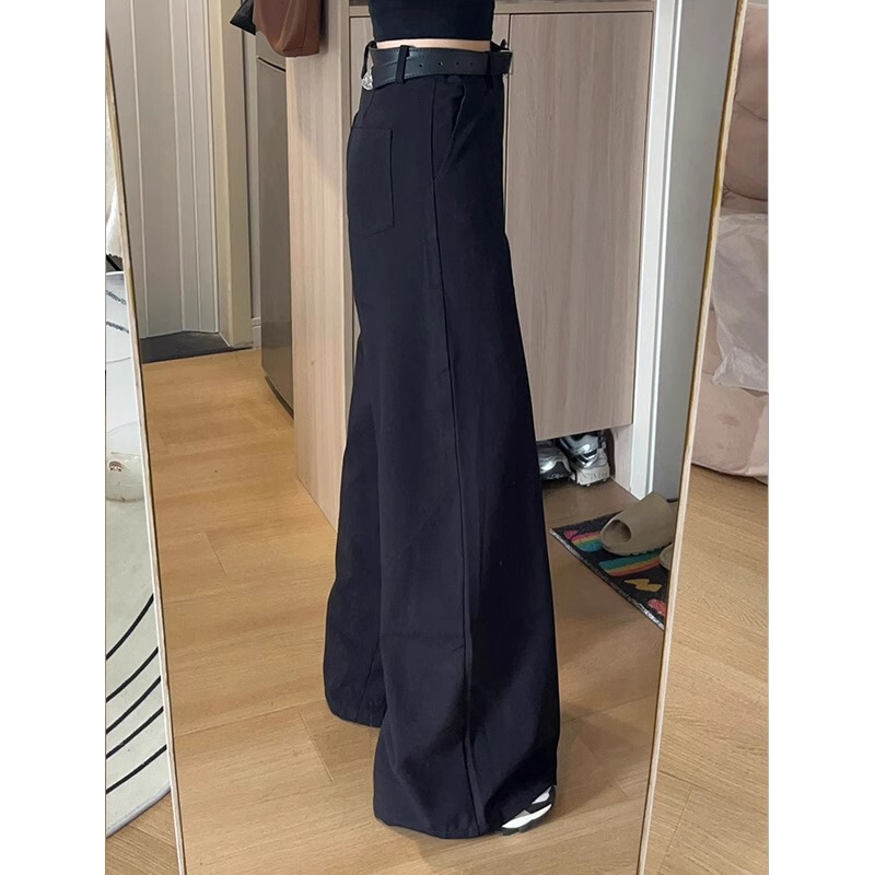 大码高级感bf慵懒风西装裤女夏季显瘦垂感休闲裤小个子阔腿拖地裤|undefined