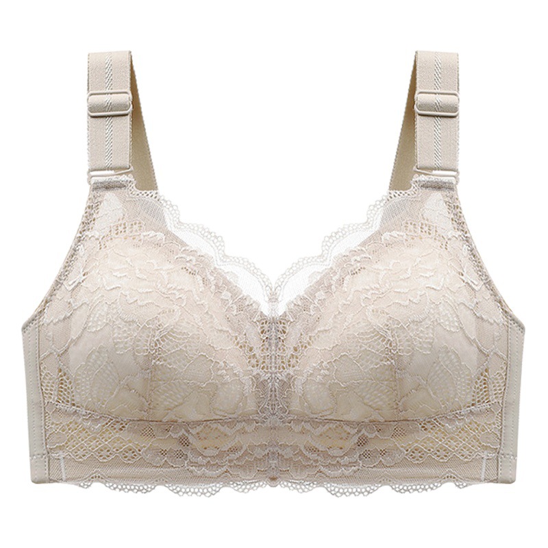 Latex Underwear New Arrival Rings-free Gather-up Women's Big Chest Shown Small Bra Lace with Para-plus size Thin Full Cup