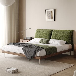 Elephant Ear Bed Retro Cheynier Cloth Bed Master Bedroom Light Luxury Advanced Solid Wood Soft Bag Bed Edges Double Bed