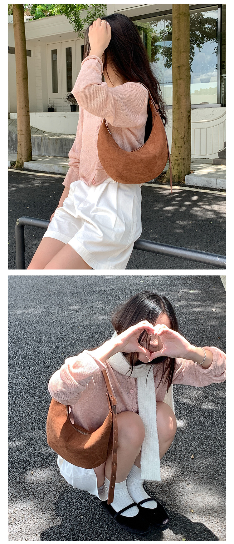 Suede autumn edition women, Japanese Korean niche hand-held dumpling bag, plush fashionable and simple new shoulder bag_voghion.com