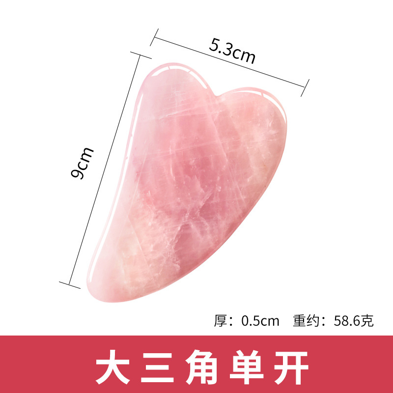 Herramienta de Jade Rosa para Masaje Facial, Forma de Pez y Triángulo