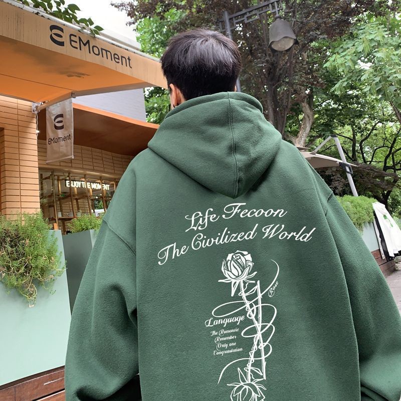 Primavera y otoño vino rojo americano retro Rosa impresión suéter con capucha niños Otoño e Invierno Polar-forrado moda marca abrigo pesado