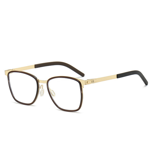 New Stylish Zero-Pressure Literary Polygon Eyeglass Frame for Men, Metal Non-Slip Ultra-Light Blue Light Blocking Eyeglasses
