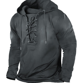 Comercio exterior transfronterizo 2023 hombres retro con cordones con capucha camiseta otoño e invierno nuevo casual Top Sudadera con capucha de los hombres