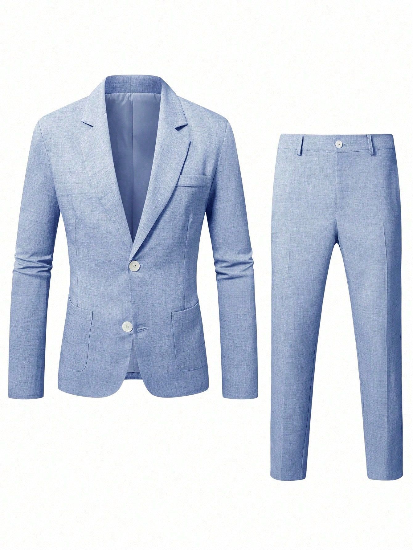 Men's Elegant Business Suit Solid Colour Banquet Formal Set_voghion.com