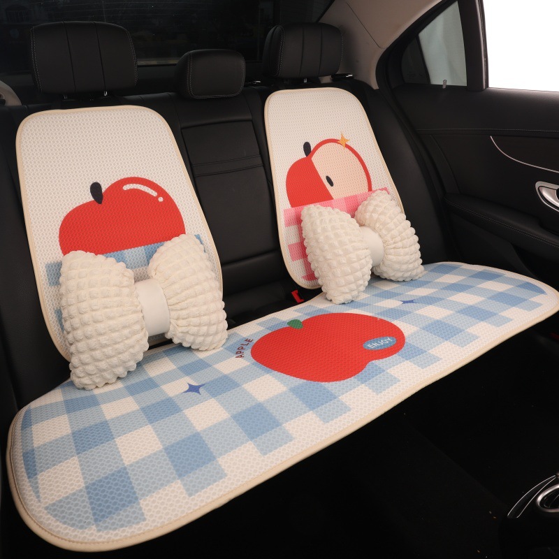 Car Seat Cushion Cartoon Design for Women, Half-Cover Seat Cover Suitable for All Seasons, Car Seat Cover, Summer Ice Silk
