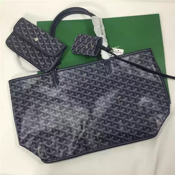 Goya Double-sided Medium Large Shopping Bag Classic Dog Tooth Tote Bag PVC with Cowhide Handle Men's and Women's Handbag