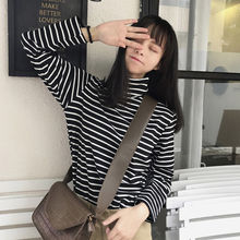 春装T恤女纯色上衣韩版2025新款内搭半高领打底衫女抓绒长袖修身