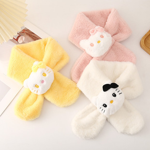 Girls Scarf Plush Autumn and Winter Cute Cartoon Cat Kidsren's Neck Scarf Neck Warmer Windproof Thickeneded Neck Cover
