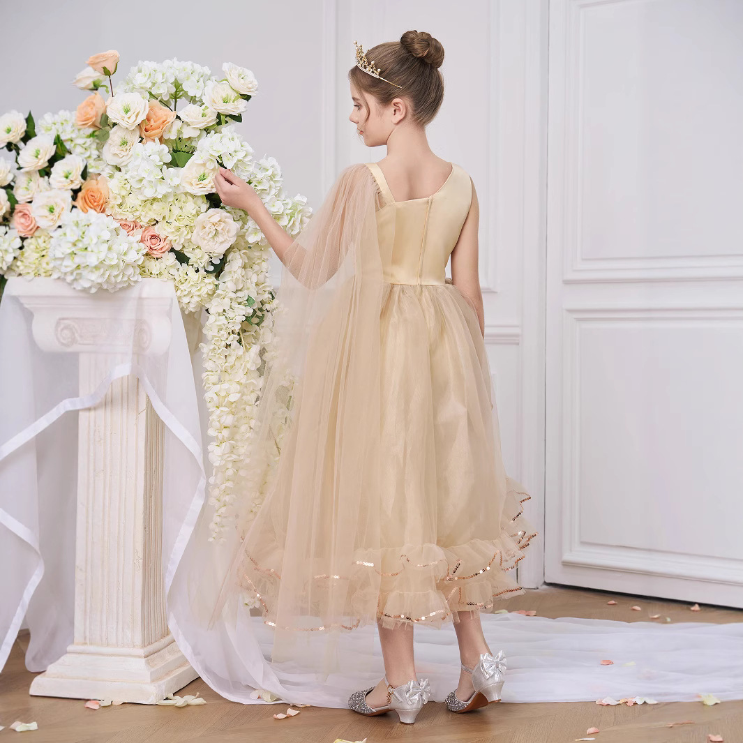 Vestido transfronterizo para niños, vestido de princesa, lentejuelas, niña de las flores, niña, vestido de fiesta, vestido de lavado de un año para bebés, vestido de noche