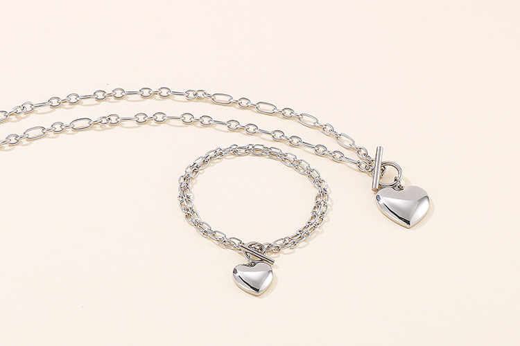European and American OT buckle heart necklace bracelet heart-shaped O-chain stainless steel suit