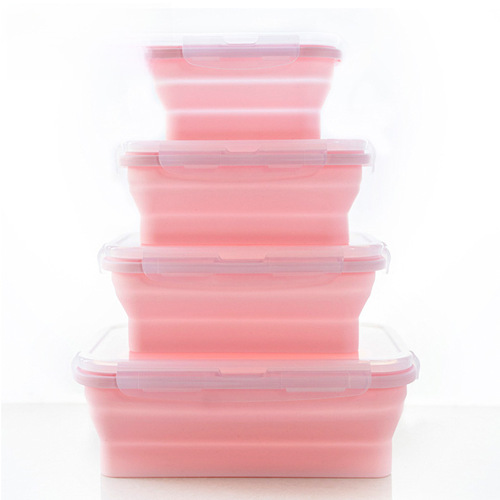 FDA lunch box silicone rice box, silicone microwave rice box, silicone foldable rice box, portable silicone single-compartment rice box