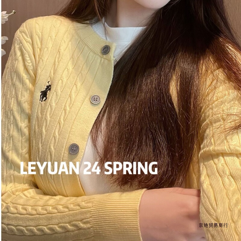 [Ready Stock] Twist Knitted Cardigan for Women, Spring Preppy Style, Soft and Waxy High-Quality Short Sweater