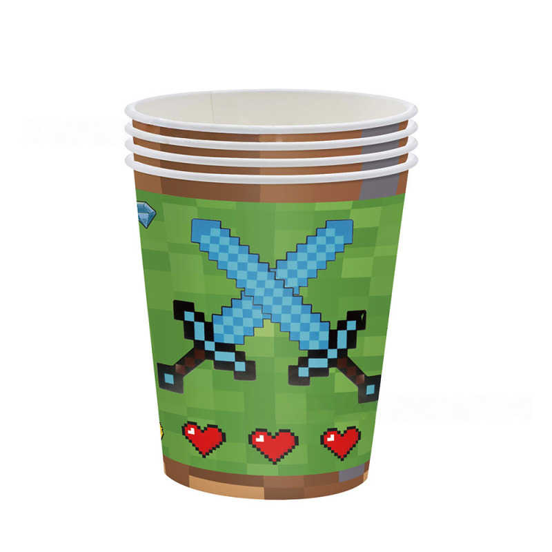 新しい Minecraft 誕生日パーティーのテーマ用品ピクセルバトル紙皿紙コップパーティー会場パーティー用品|undefined