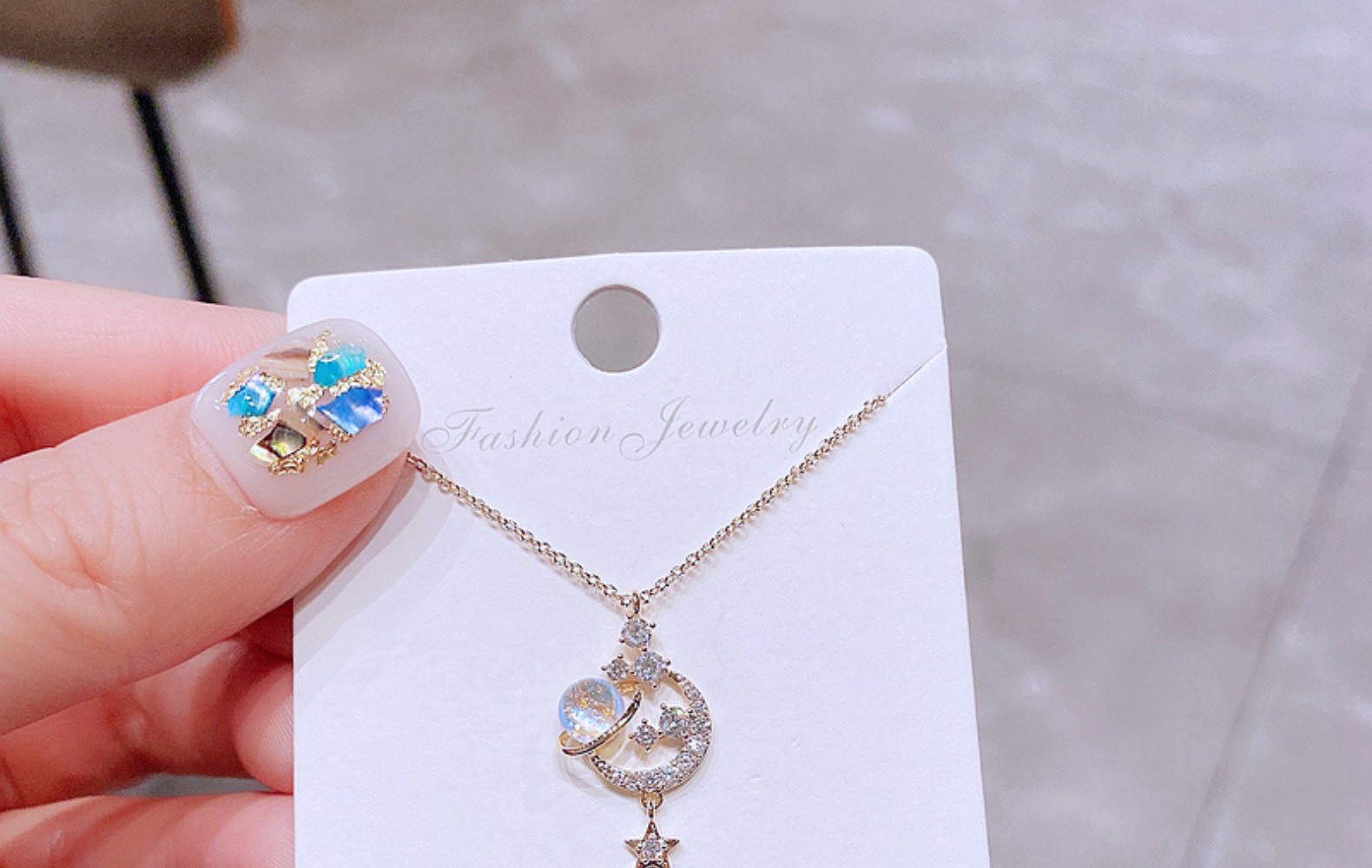 fantasy colored glaze planet fashion clavicle chain copper plated gold necklace