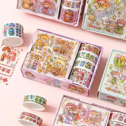 Sticker gift box set cute tape ins account fresh material cartoon sticker set children's film sticker