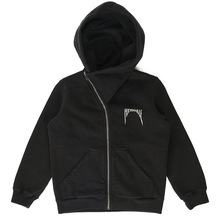 美式潮牌个性街头不规则连帽衫设计感复古斜拉链宽松男女同款卫衣