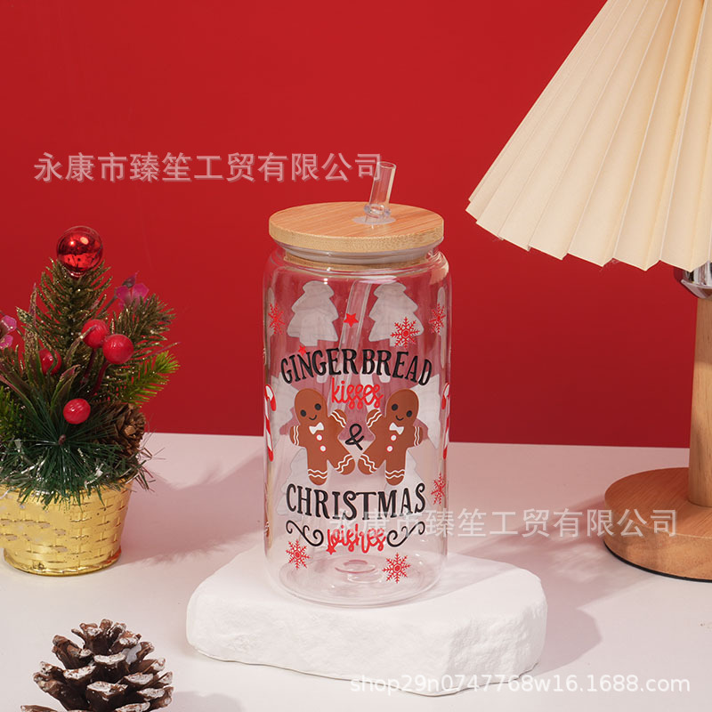 圣诞主题环保pc塑料杯16oz单层塑料梅森杯大容量水杯批发可定logo|undefined