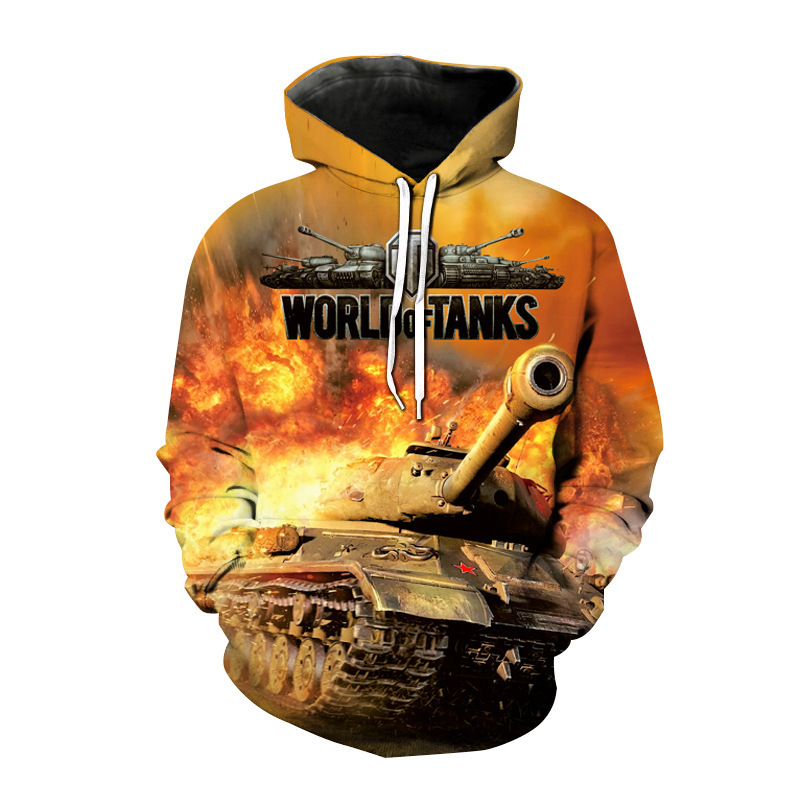 Boys vests 3D tank gun theme hoodie 2021 autumn new tide brand men's manufacturers supply