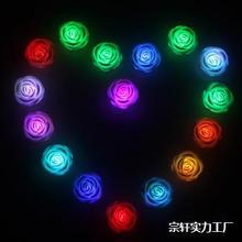 七彩小夜灯地摊货源 七彩玫瑰花灯 带枝变色玫瑰灯 情人节礼品