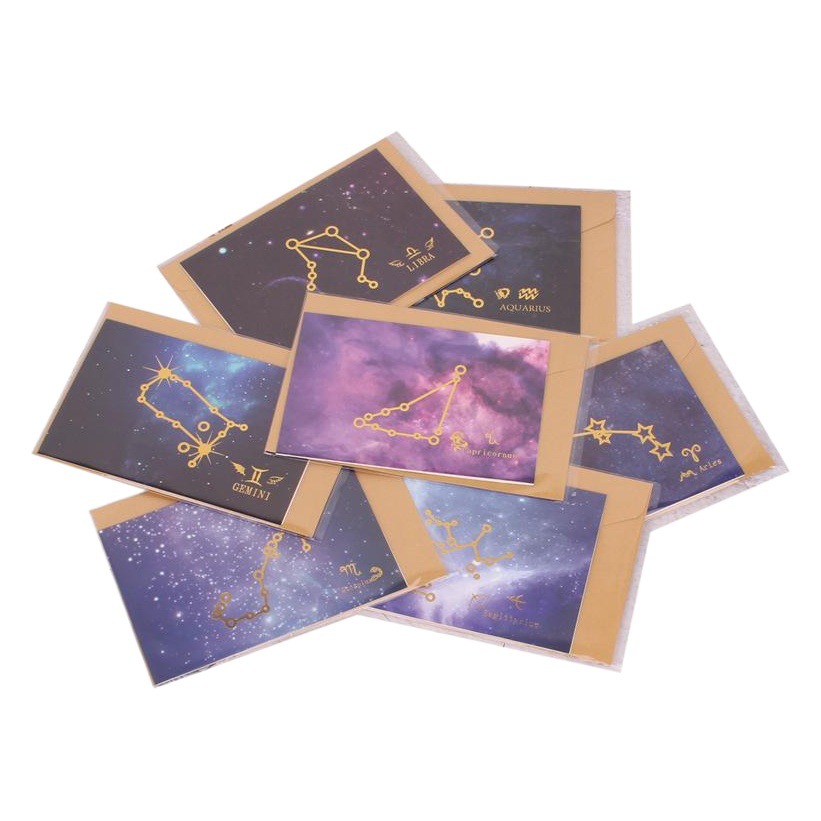 Doce constelación cielo estrellado bronceado tarjeta de felicitación Doble tarjeta universal tarjeta de felicitación de negocios Tarjeta de mensaje más sobre