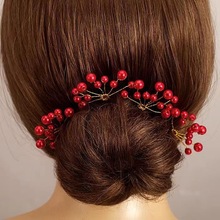 韩式U型珍珠发叉 新娘头饰白色结婚饰品发簪婚纱配饰造型盘发头饰