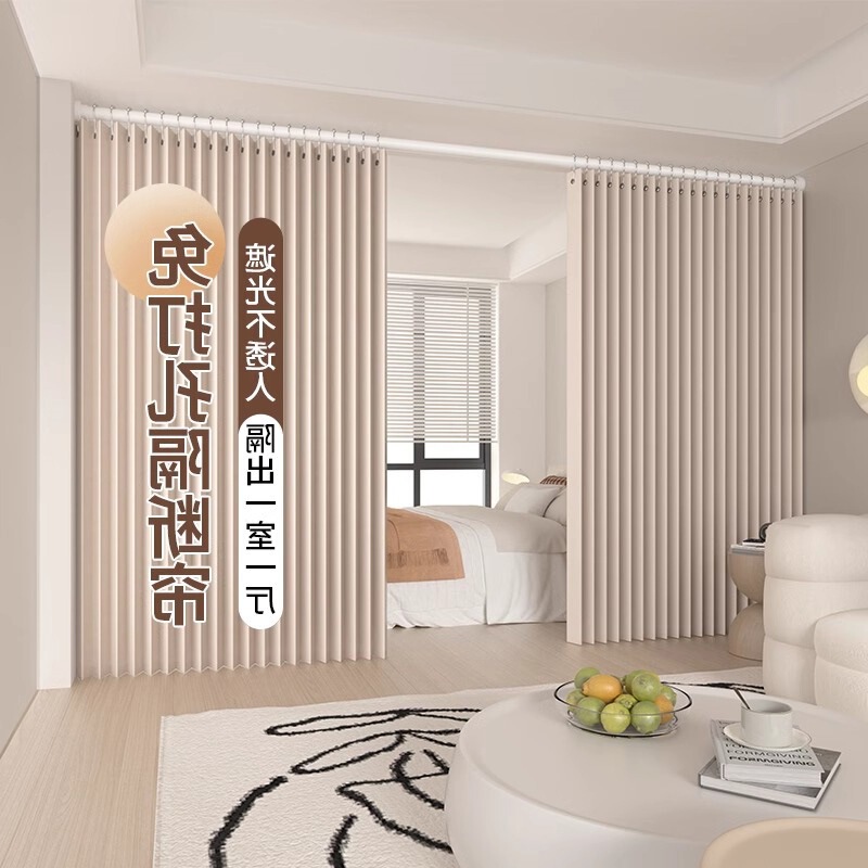 Cross-Border Living Room to Bedroom Air Conditioning Partition Curtain Privacy Curtain Blocking Cloth Curtain No-Drill Partition Rental House Dropshipping