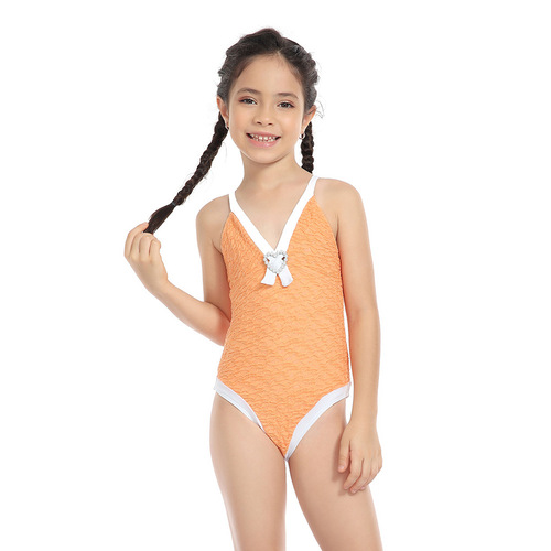 New Style One-Piece Swimsuit for Girls, European and American One-Piece Swimsuit for Girls, Factory Swimwear
