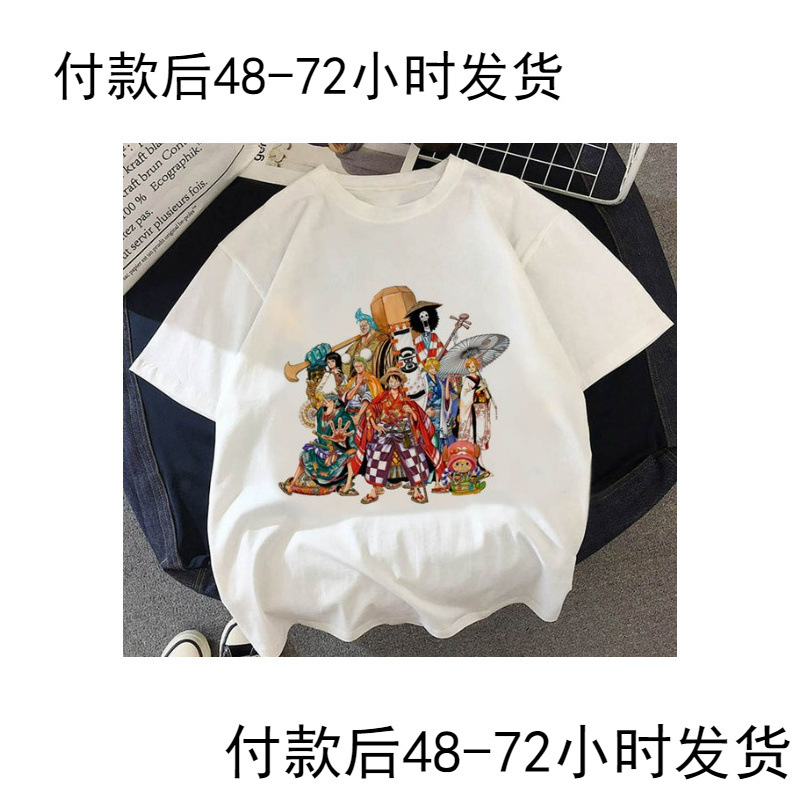 外贸欧美日漫T恤晓T恤短袖上衣路飞T恤男士T恤漫画白色黑色紫色棉