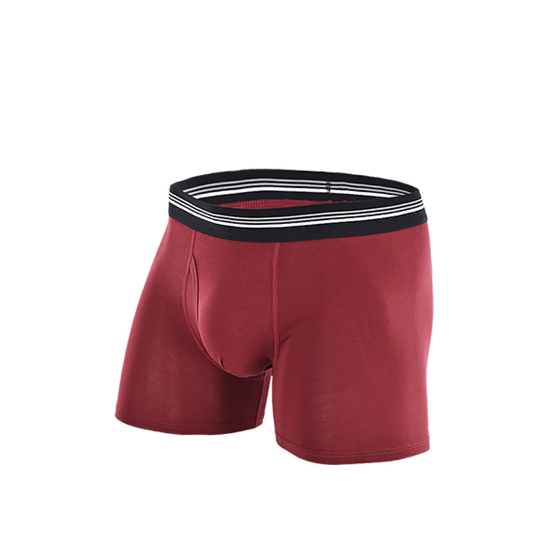 Calzoncillos bóxer para hombre con cintura elástica a rayas, transpirables, moldeadores, con abertura lateral, transpirables, anti-rozaduras, de algodón, rojos.