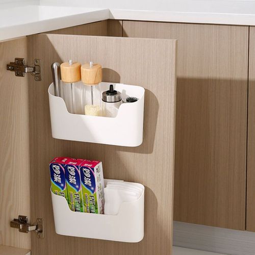 Wall-mounted storage box, kitchen refrigerator door storage box, no drilling bed shelf, wall hanging cosmetic organizer box