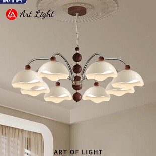 Eggshell Living Room Chandelier French Mid-Century Style Eye Protection Dining Room Lamp Light Luxury Cream Style Design Internet Celebrity Master Bedroom Lamp