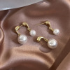 Retro fashionable earrings from pearl, French retro style, 2023 collection, western style, light luxury style