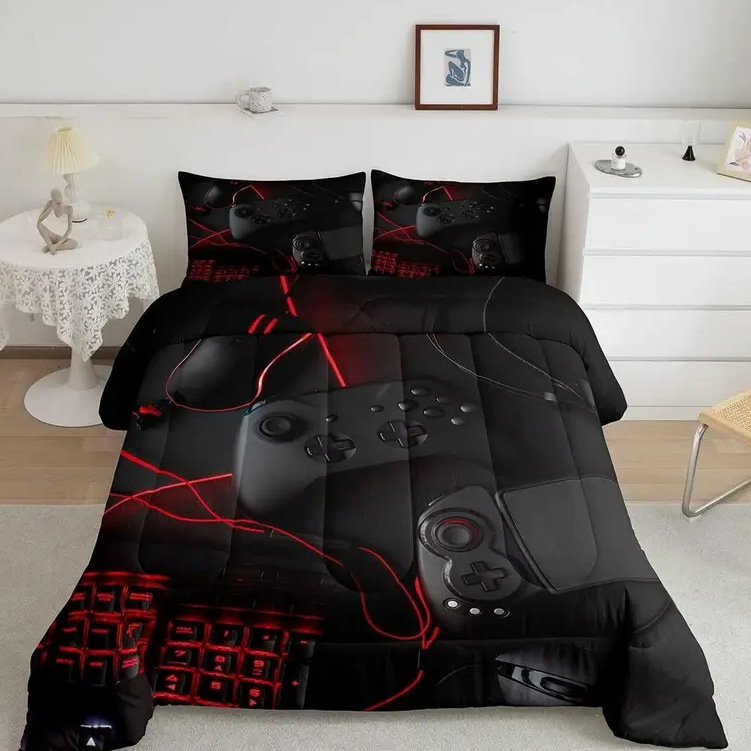 TEMU / JIT transfronterizo hogar "Manuja de juego cool" impresión digital 3D 180gms colcha colcha almohada conjunto