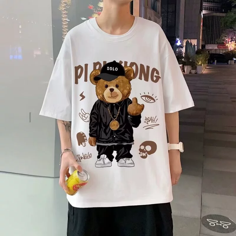 Летняя футболка с короткими рукавами мужская мода модная футболка с короткими рукавами летняя тенденция свободная простота дикая повседневная пара