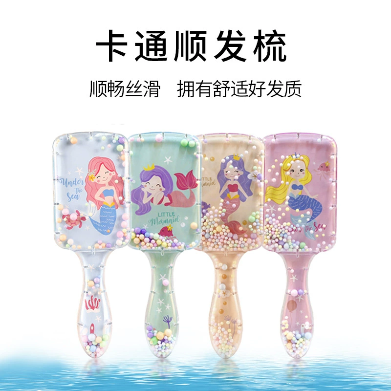 Квадратная расческа на воздушной подушке мультфильм через пузырь Симпатичная девушка с длинной ручкой подушки безопасности массажная расческа может подвешивать пластиковую расческу